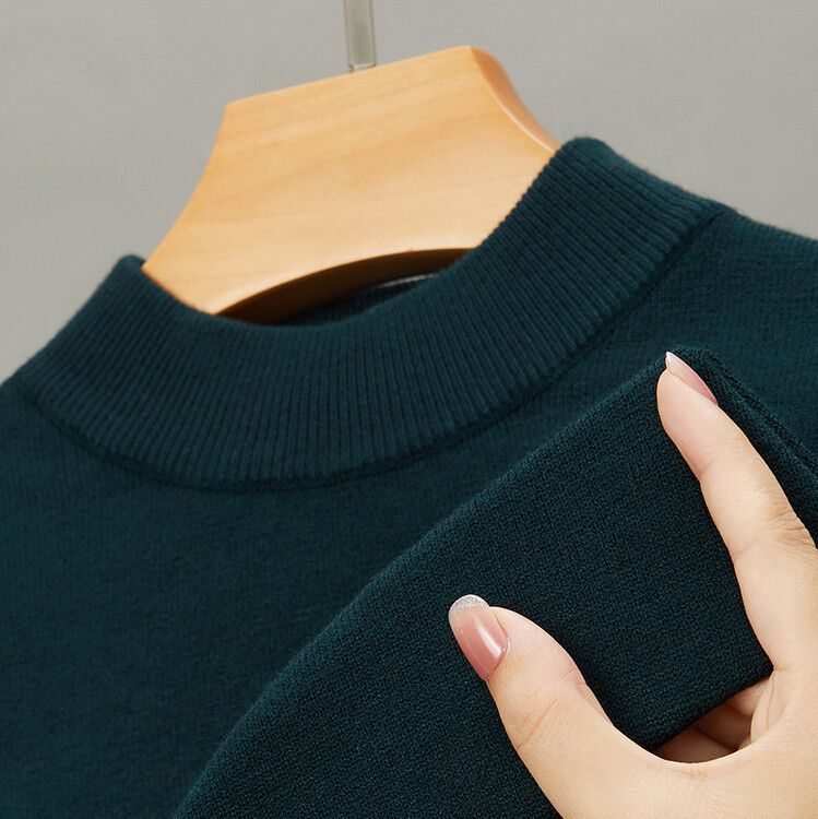 Herrenbekleidung Live-Übertragung Halbrollkragen Langarm-Strickpullover Herren Herbst und Winter Neues einfarbiges warmes Unterhemd Herren_voghion.com
