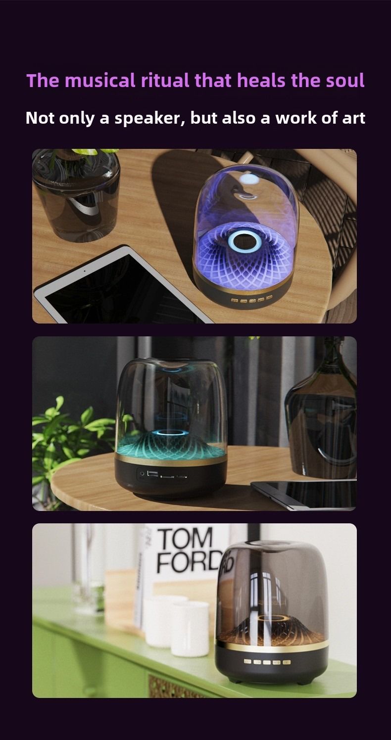 Subwoofer da tavolo Glazed 4a generazione Bluetooth Speaker GLASS Black Gold Collection Scheda altoparlante_voghion.com