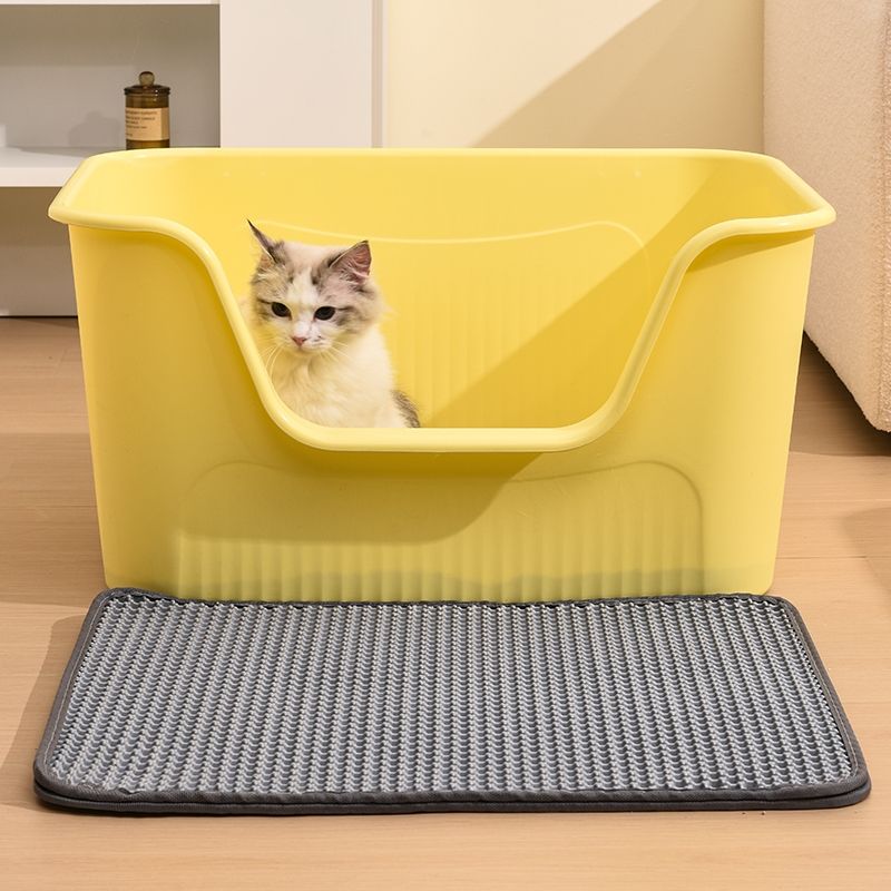 Shuai Xiaowang Extra große, halbgeschlossene, offene Toilette, Katzenstreu, Katzenkotbox, Spritzschutz_voghion.com