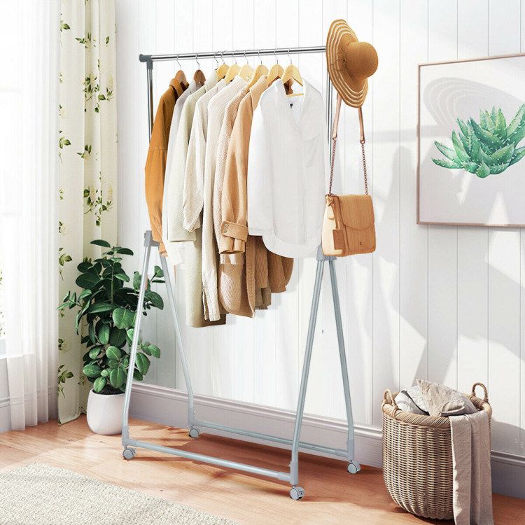 Extendable Foldable Heavy Duty Clothing Rack with Hanging Rod_voghion.com