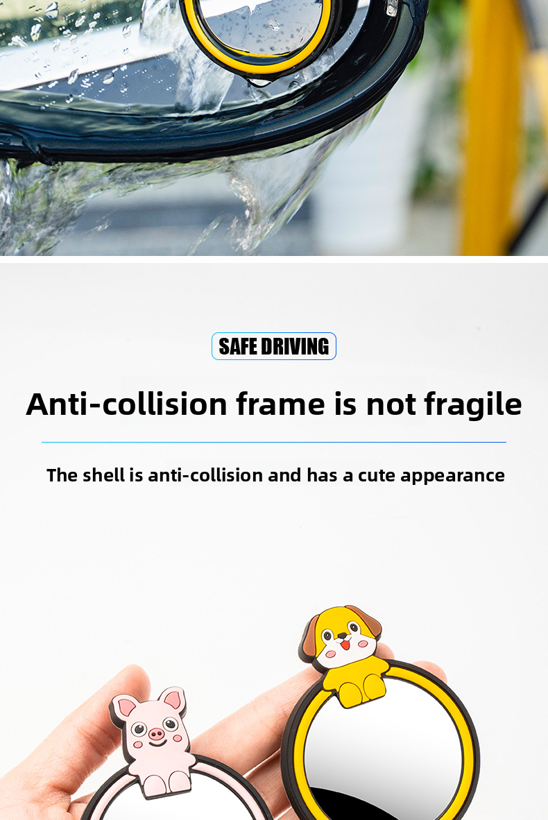 Runder Rückspiegel mit Rückfahrhilfe, Spot-Reflexionsassistent, Totwinkelassistent, 360°-Rundumsicht, Cartoon-Design, ultraklar, für kleine Autos_voghion.com