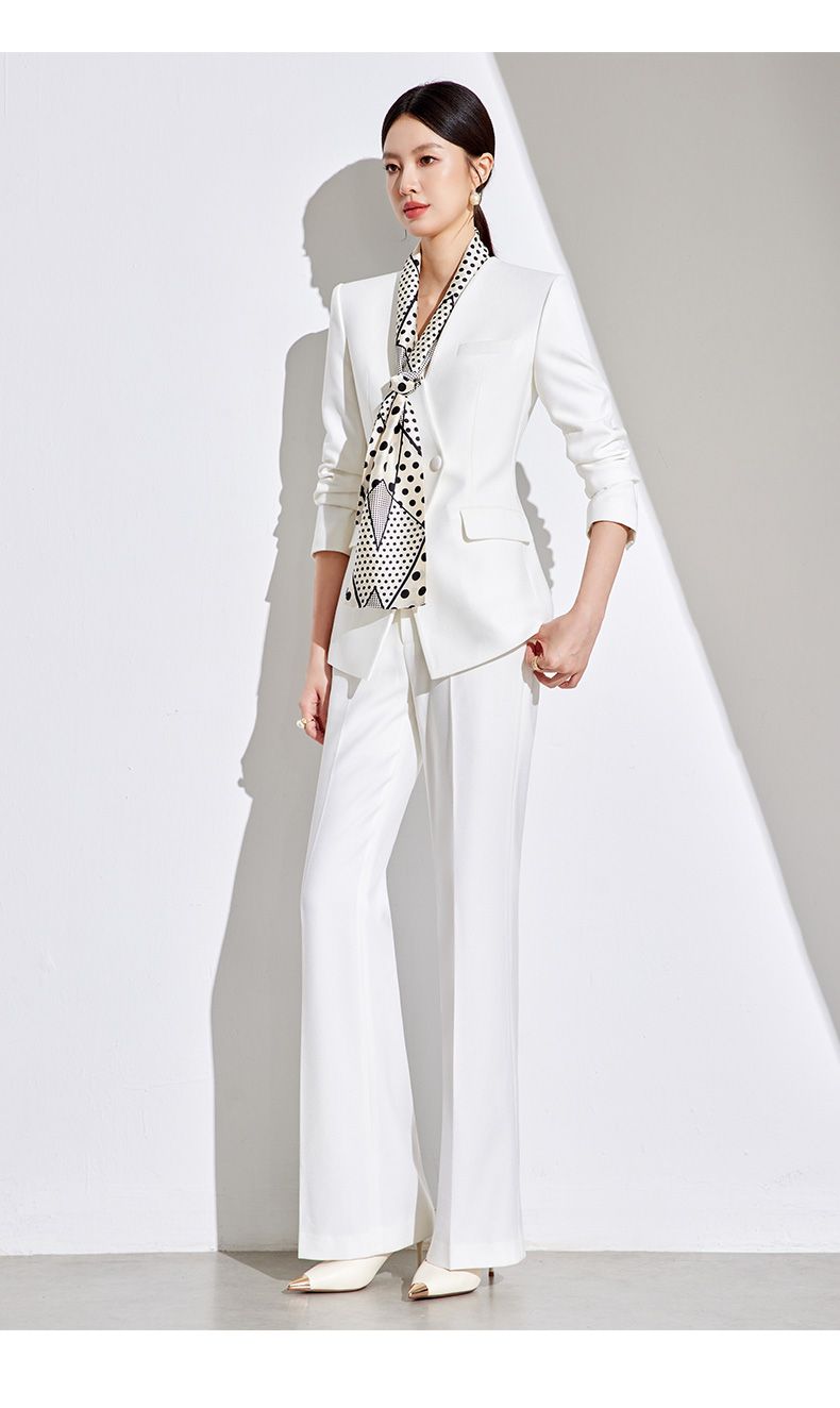 Set Elegant White Classic Fashion High-end Business Office Commuting Two-piece Suit_voghion.com