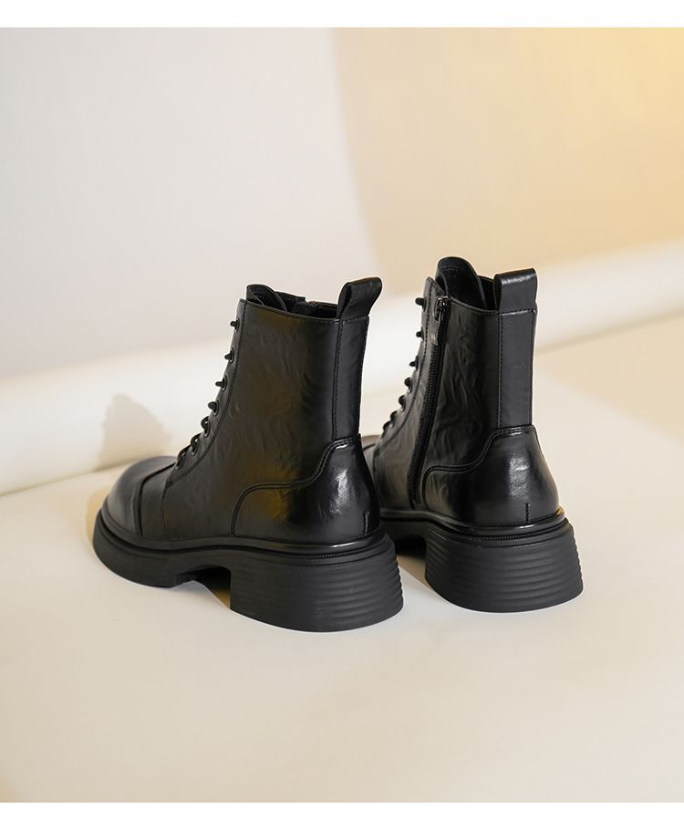 M79156 Martin Height Increasing Melard British Style Western Cowboy Short Tube Riding Boots With Back Zipper_voghion.com