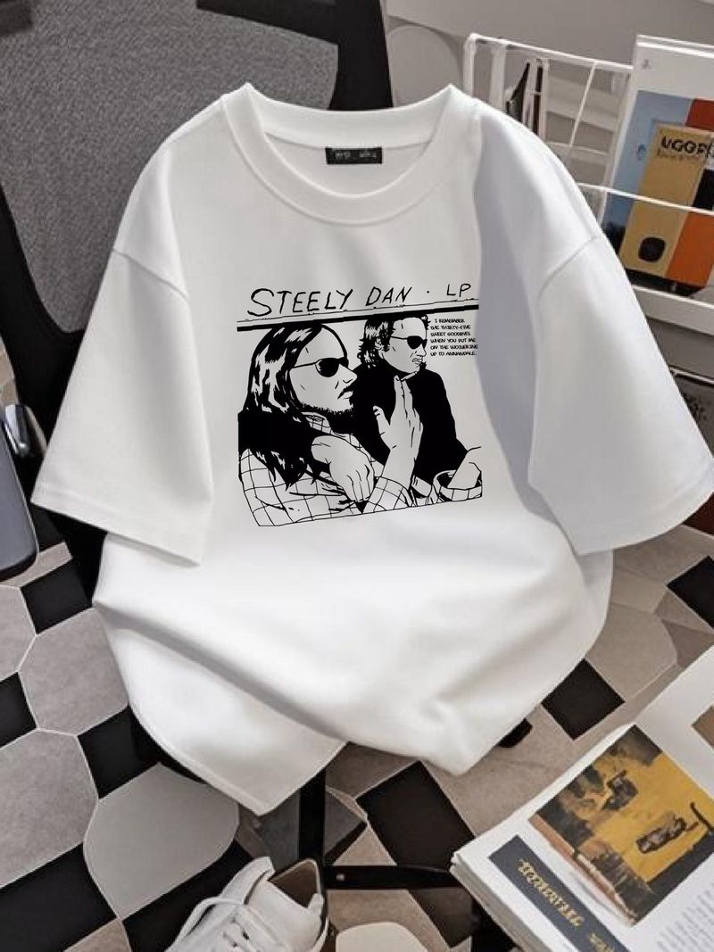 Steely Dan Shirt Vintage Grafik Volle Größen Kurzarm TT7524 Lässiges Top für den Alltag Designer Kleidung Sommer Weiche Streetwear Bequem_voghion.com