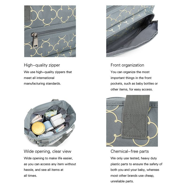 Aboutbaby Large Capacity 7-Piece Diaper Bag Set Multi-Functional Shoulder Tote With Spacious Compartments Stylish & Durable Polyester Travel Daily Use_voghion.com