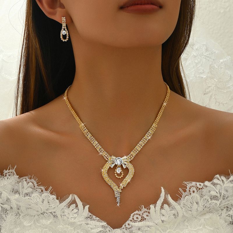 Set di gioielli unisex, collana alla moda, orecchini, bracciale, anello, completo di gioielli, gioielli da sposa, collana di diamanti nudi, completo_voghion.com