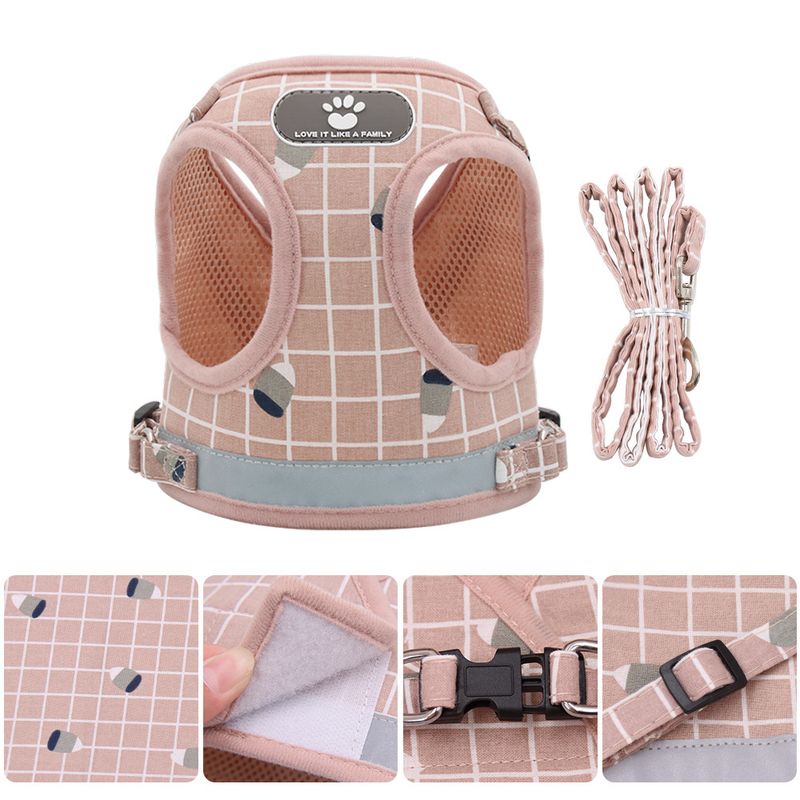 Set di imbracature riflettenti in stile gilet, traspiranti, per cani e gatti, guinzaglio per animali domestici_voghion.com