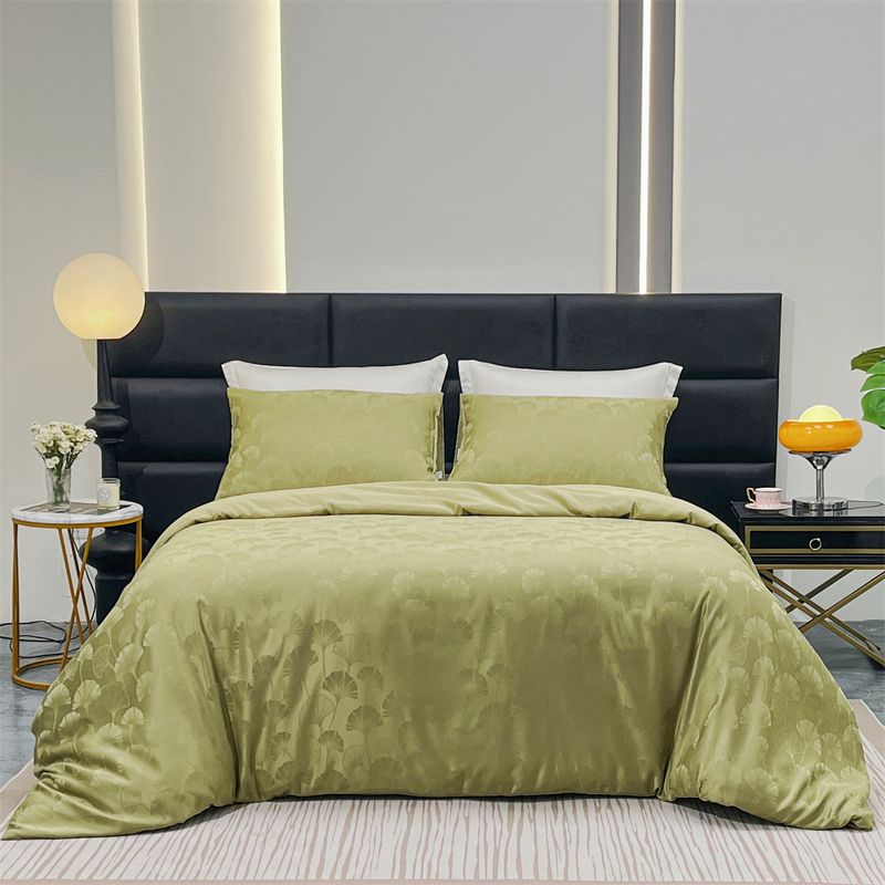 Parure de lit 3 pièces avec housse de couette et taie d'oreiller en jacquard, légère et luxueuse, style artisanal brillant_voghion.com