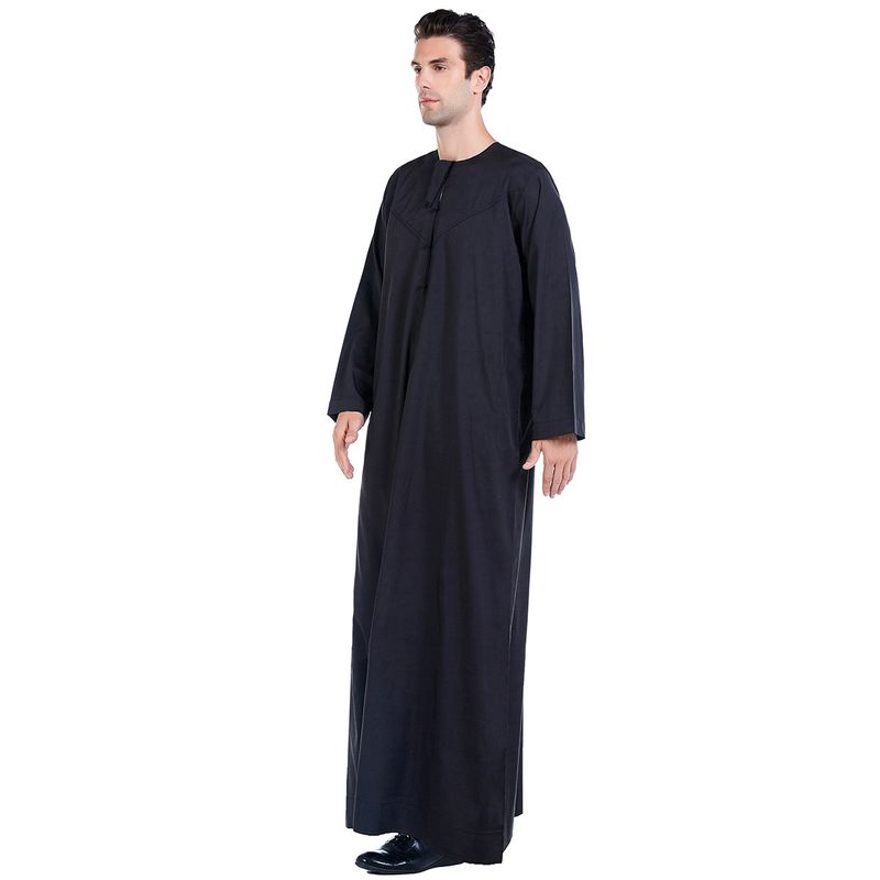 Herenkleding Herengewaden Effen kleur eenvoudig ontwerp Moslimkaftan_voghion.com