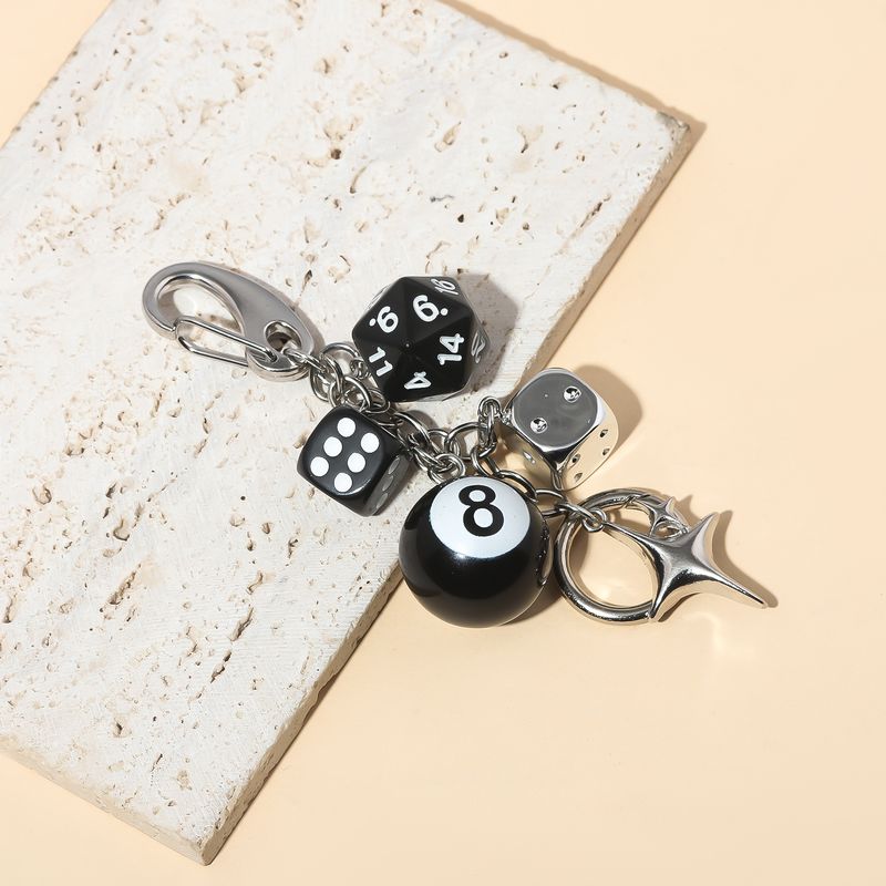 Punk Hiphop Black Dice No. 8 Billiards Keychain Y2K Pink Lucky Dice Starburst Pendant Bag Charms Hangings Ornament Accessories_voghion.com