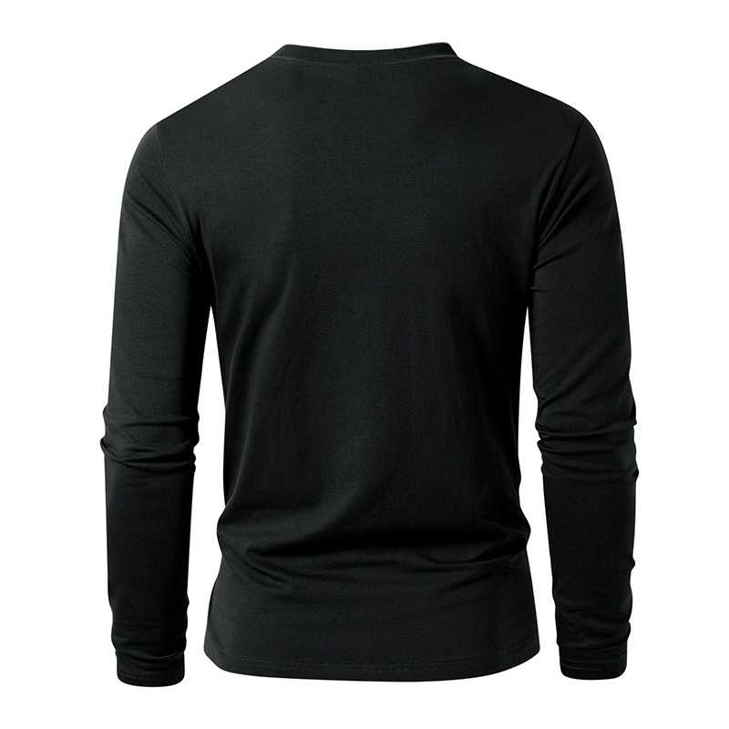 Herrenbekleidung Herren-Langarm-T-Shirt für Herren, einfarbig, Rundhalsausschnitt, langärmelig_voghion.com
