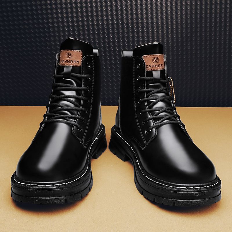 European Warm Series High-top Martin For Men, Autumn New British Style With Zipper Design, Height-increasing Thick-soled Men's Boots_voghion.com