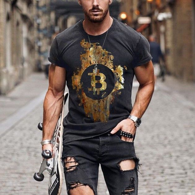 Maglietta a maniche corte con scollo a giro versatile da uomo, stile street, con stampa digitale 3D, 2024_voghion.com