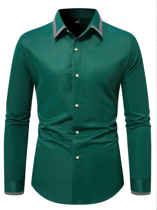 Camicia da uomo slim casual business alla moda, a maniche lunghe, con colori coordinati, nuova moda da strada_voghion.com