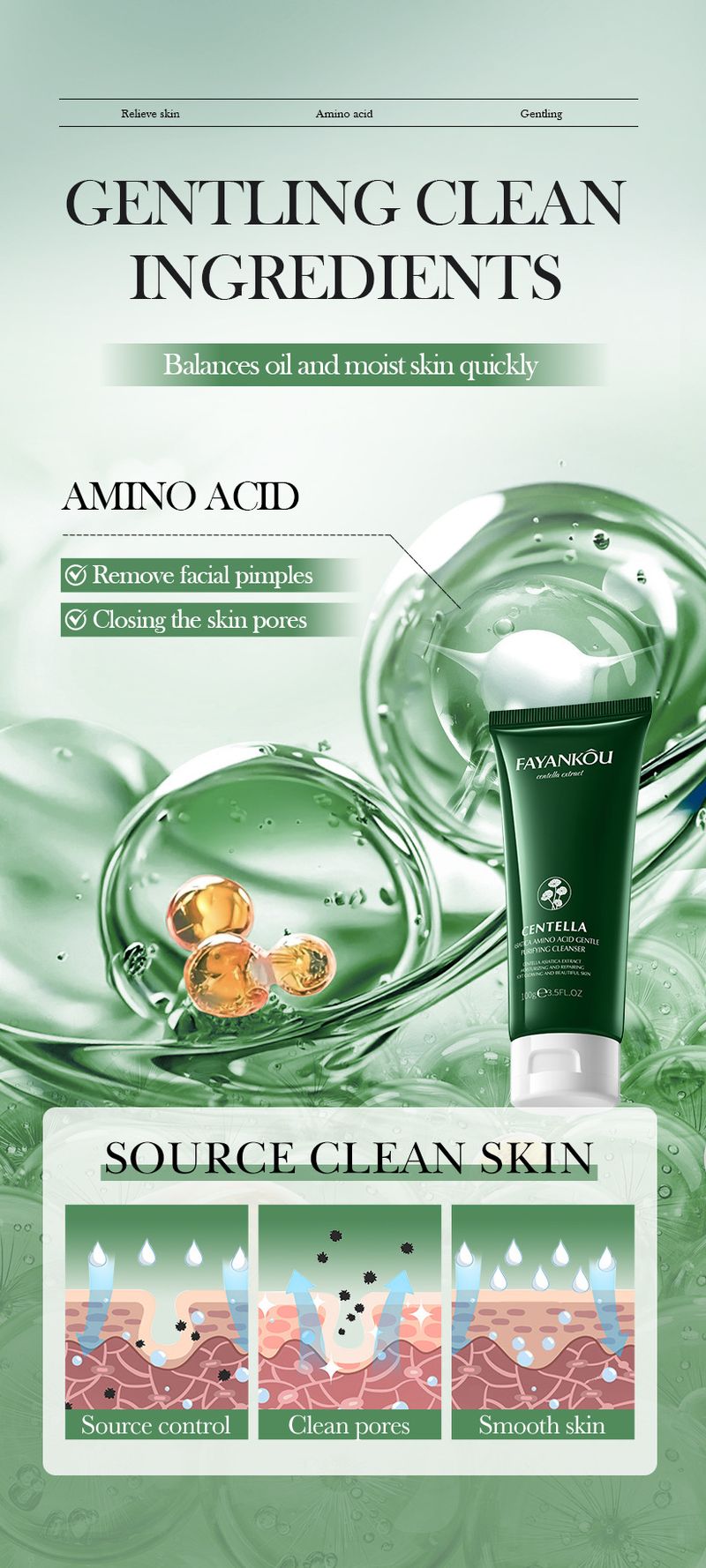 Gesichtsreiniger FAYANKOU Centella Aminosäure Sanfte Reinigungsmilch 100g_voghion.com