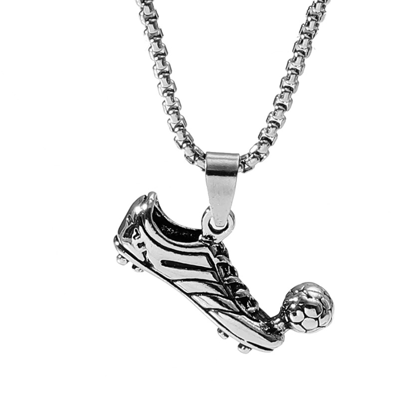 Colar com pingente de chuteira de futebol punk fashion para homens, gargantilha de futebol hip hop, corrente, acessórios de joias para meninos, presente_voghion.com
