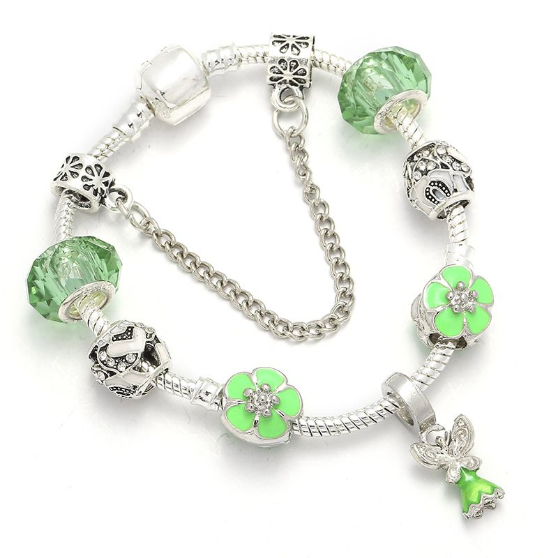 Charm Bracelets Fashion Trend DIY Style Bracelet Green Glass Bracelet Alloy Large Hole Beads Jewelry_voghion.com
