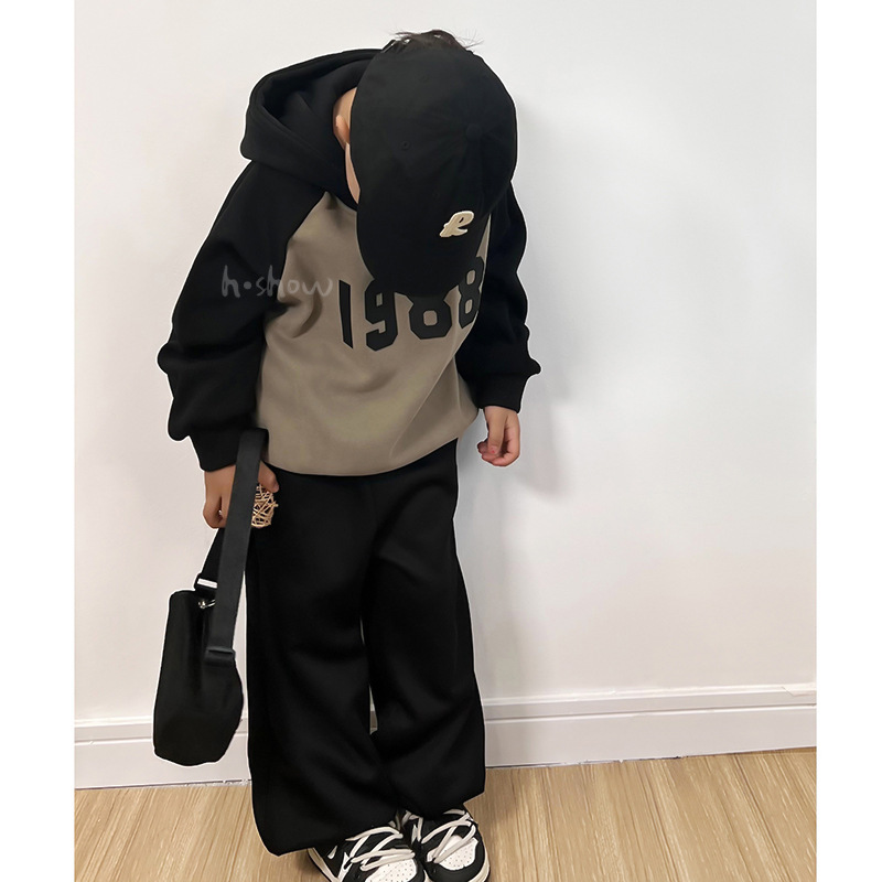 Mädchen-Set, Plüschpullover, Kapuzen-Winteroberteil für Mädchen, verdickte koreanische Version, Ausländerhose, Flut 0156A013_voghion.com