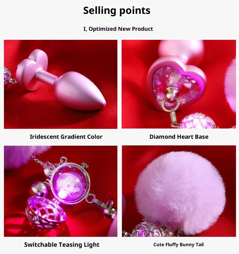 LuvBox LoveRing Love Ring Back Court Plug anale indossabile a forma di coda di coniglio con luce e campanello, staccabile, di piccole dimensioni, erotico SM_voghion.com