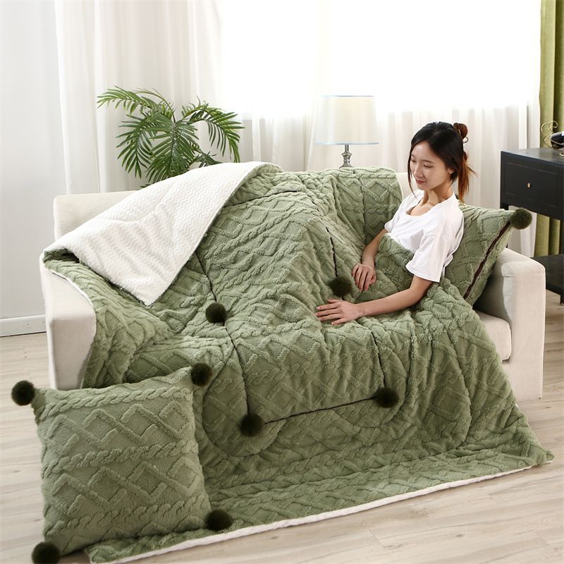 Verdicktes Taft-Fleece-Kissen, doppelt verwendbar, Nickerchen-Autokissen, multifunktional, 2-in-1, Herbst-/Winter-Klimadecke_voghion.com