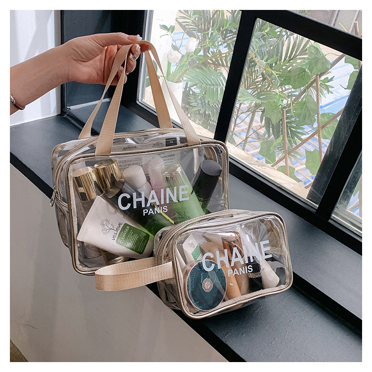 Produttori all'ingrosso Nuovo sacchetto di lavaggio rosso netto trasparente di grande capacità borsa cosmetica portatile di grande capacità di alta qualità_voghion.com