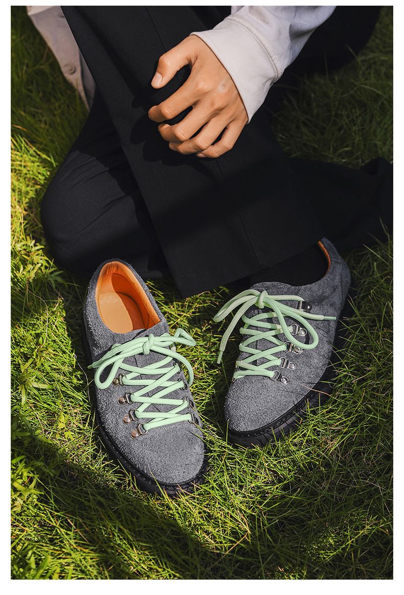 Men's Casual Streetwear Derby Shoes With Thick Sole & Color Blocking Design - Comfortable For Business & Outdoor Wear_voghion.com