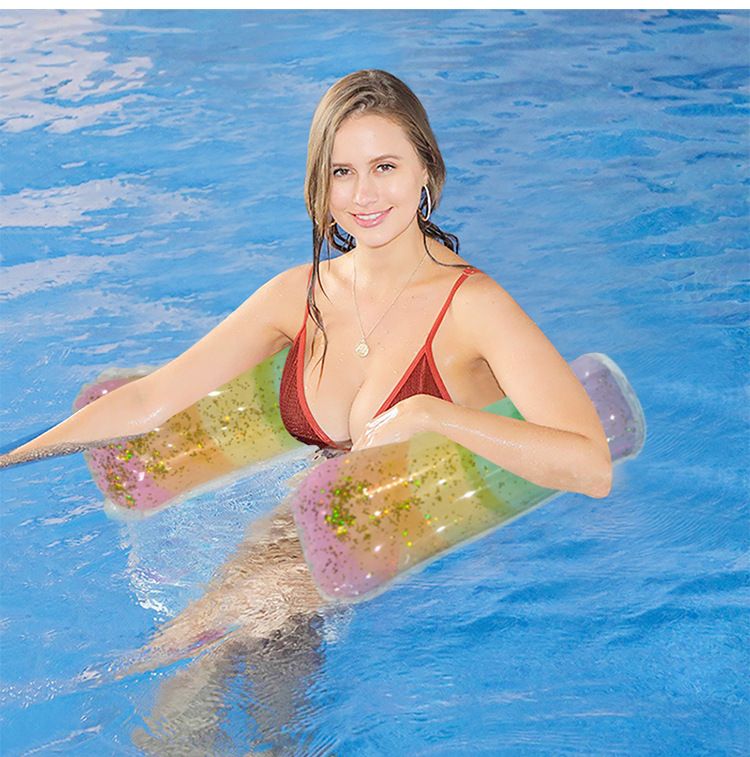 Aufblasbare Pool-Hängematte mit Glitzer-Farbverlauf – umweltfreundliches PVC-Schwimmbett mit atmungsaktivem Netz (200 cm, UV-beständig, für Erwachsene, schnelltrocknend und tragbar)_voghion.com