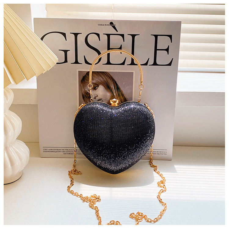 2024 Nuova borsa da donna alla moda e alla moda per la festa serale con tracolla a catena a forma di cuore con tracolla singola_voghion.com