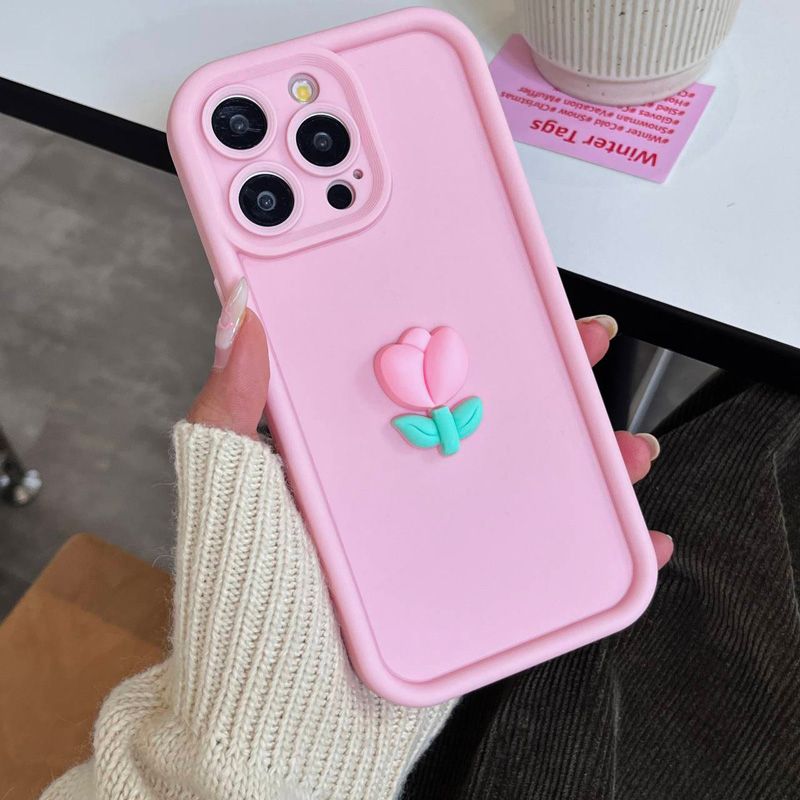 Carcasă telefonică din silicon TPU cu flori de lalele, anti-cădere, pentru iPhone 11, 12, 13 Pro Max, X, XS, XR, moale, pentru iPhone 16, 14, 15, 16, 15, 11 Pro, 11 Pro, 11 Pro Max_voghion.com