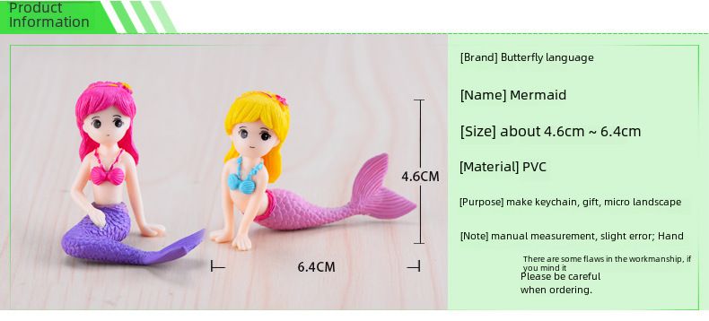 Mermaid DIY micro landscape aquarium decoration waterscape creative beauty cake keychain plastic ornaments crafts_voghion.com