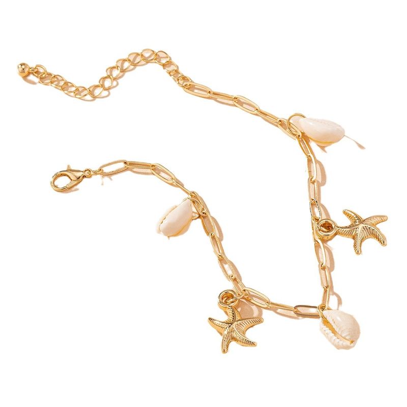 2024 neue Seestern Shell Fußkettchen Mode einfache Sommer Urlaub Ozean Stil Schmuck_voghion.com