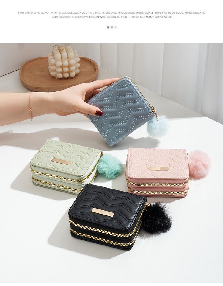 Purse Wallet Clutch Bag Purse Women's Double Zipper Short Card Bag Document Bag Hold Bag Stylish Simple Double Wallet Wallet_voghion.com