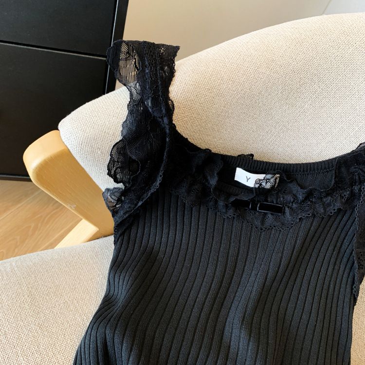 Damenbekleidung Real Shot Spot Sommer Neue kurze Spitze Pure Desire Style Süße heiße Mädchen Eis Seide gestrickte Leibchen Weste weiblich_voghion.com