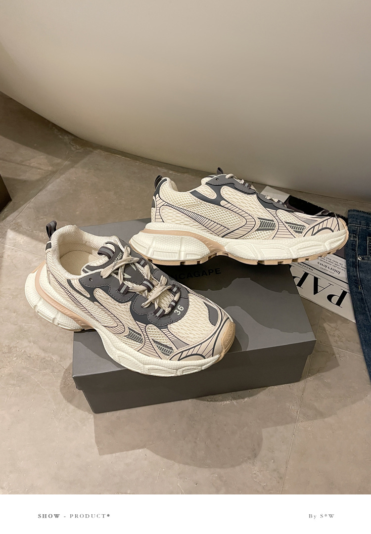 Paris sola grossa combinando com a cor sapatos antigos femininos 2024 primavera novos casuais respiráveis all-match super quentes tênis de corrida esportivos_voghion.com