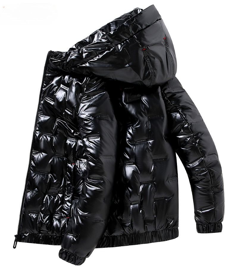 Kurzer Wintermantel für Herren, dicke Winterjacke für Herren, glänzende Oberfläche, Winterkleidung im japanischen und koreanischen Stil_voghion.com