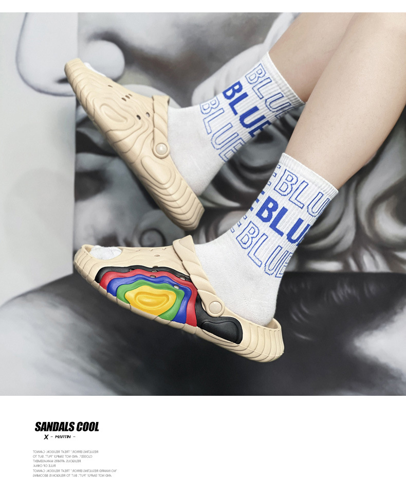 Couple Hole Shoes Summer New Non Slip Dual Use Casual Beach Trendy Outerwear Sandals And Slippers_voghion.com