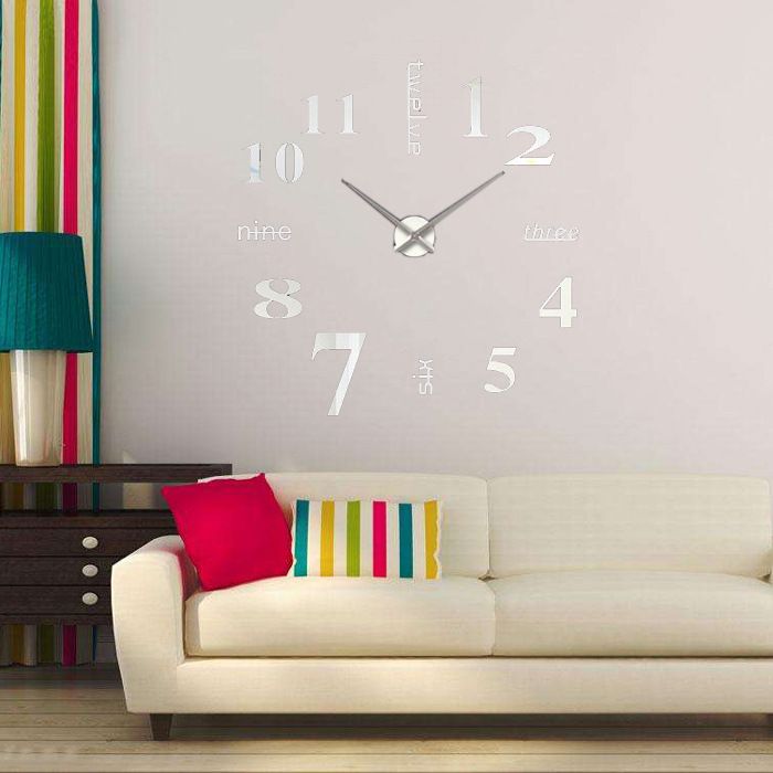 Large 1-Meter Wall Clock – Customizable Acrylic Mirror Surface With Silent Jump Movement, Battery-Powered For Home & Office Decor_voghion.com