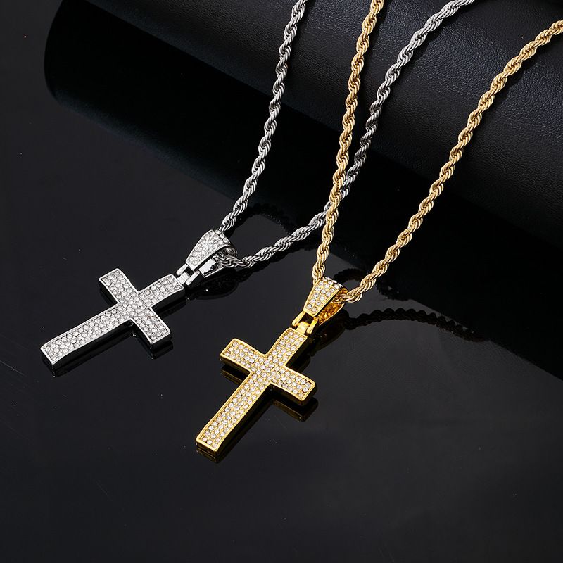 collana con croce di diamanti marchio di moda maschile hiphop Street catena rap hip hop ragazzi lega_voghion.com