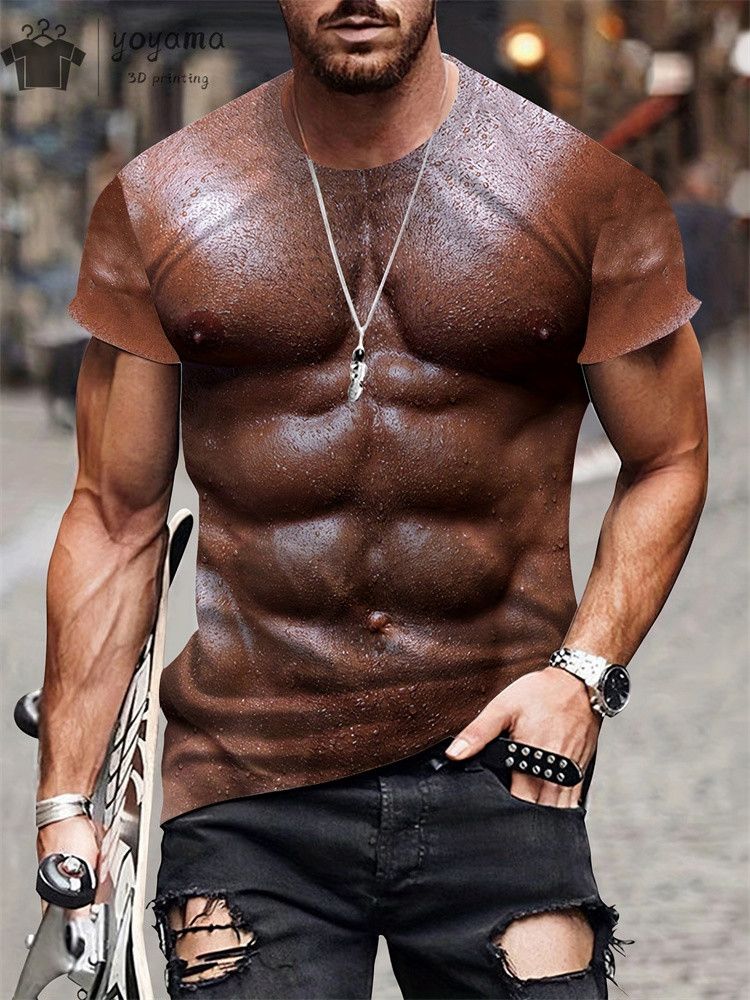Funny 3D Printing Muscle Printed T-Shirt Gym Clothing Men Summer Streetwear T-Shirt Tops Harajuku Fashion Short Sleeve Tee_voghion.com