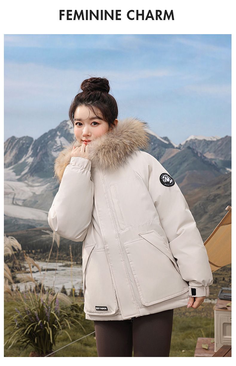 Kurze Pufferjacke für Damen im Winter mit Kunstpelzkapuze – kuschelig warme Oberbekleidung mit Fleecefutter für lässige Streetwear_voghion.com