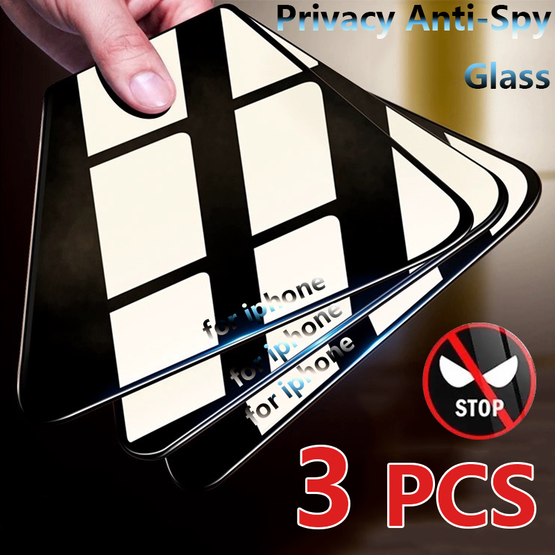 Funda templada antiespía de privacidad para iPhone, Protector de pantalla de cristal para iPhone 15, 13, 12, 11, 14 Pro Max, XR, X, XS, Mini, 7, 8 Plus, 3 uds._voghion.com