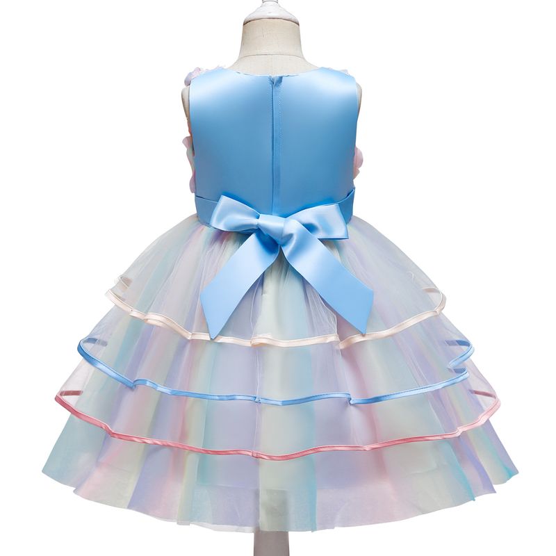 Kinderkleidung Kleine und mittelgroße Kinderkleider Schleife Mädchenkleid Rosenblüten Tüll Prinzessinnenkleid für Kinder_voghion.com