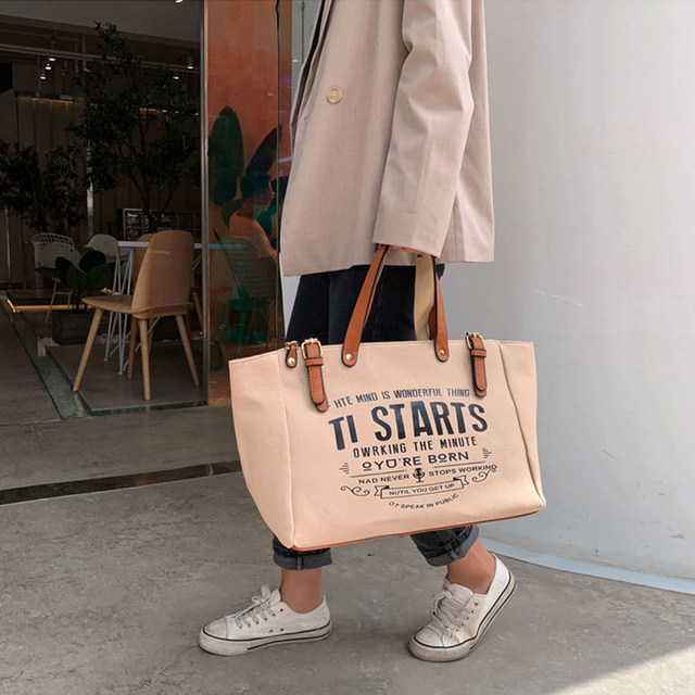 Yogodlns Mode Canvas Handtas en Portemonnee Vrouwelijke Schoudertas met grote capaciteit Letter Design Crossbody Tas Casual Totes Bag Bolsa_voghion.com