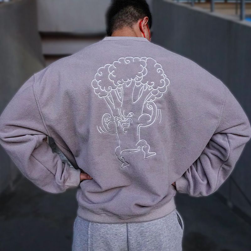 Men's Clothing Polar Fleece Sports Hoodless Sweatshirt Men's Winter Warm Bottom Fitness Top Embroidered Round Neck Pullover Training Suit_voghion.com