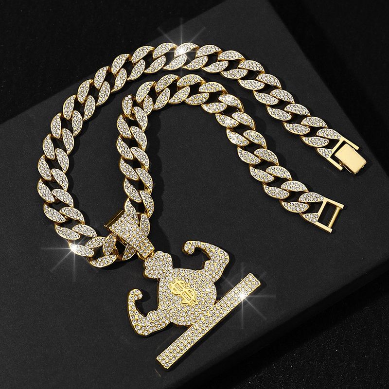 Nischendesign Volldiamant Hip Hop Arm Geldbeutel Anhänger personalisierte kubanische Halskette Schmuck_voghion.com