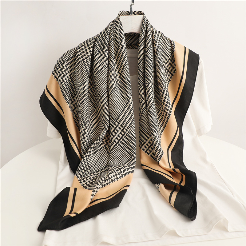 Temperamento Sciarpa Donna 90 cm Twill Seta Fascia per capelli Sciarpa quadrata semplice Protezione solare Decorazione Scialle Mille uccelli_voghion.com