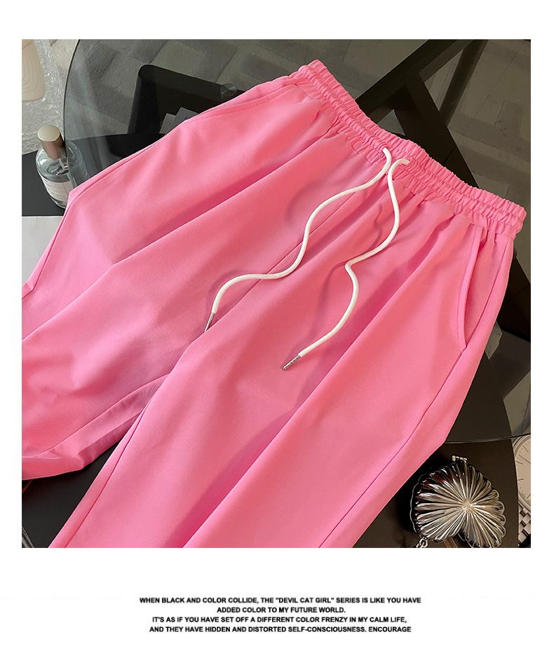 Women's trousers heavy industry embroidered sequined wide-leg pants drawstring leggings women's_voghion.com