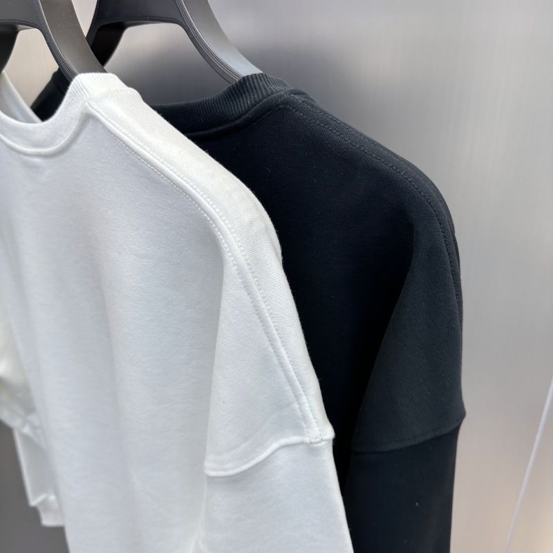Abbigliamento maschile Felpa primaverile e autunnale Pullover in spugna Coppia Semplice Cartone animato Spalla cadente Felpa da uomo in bianco e nero_voghion.com