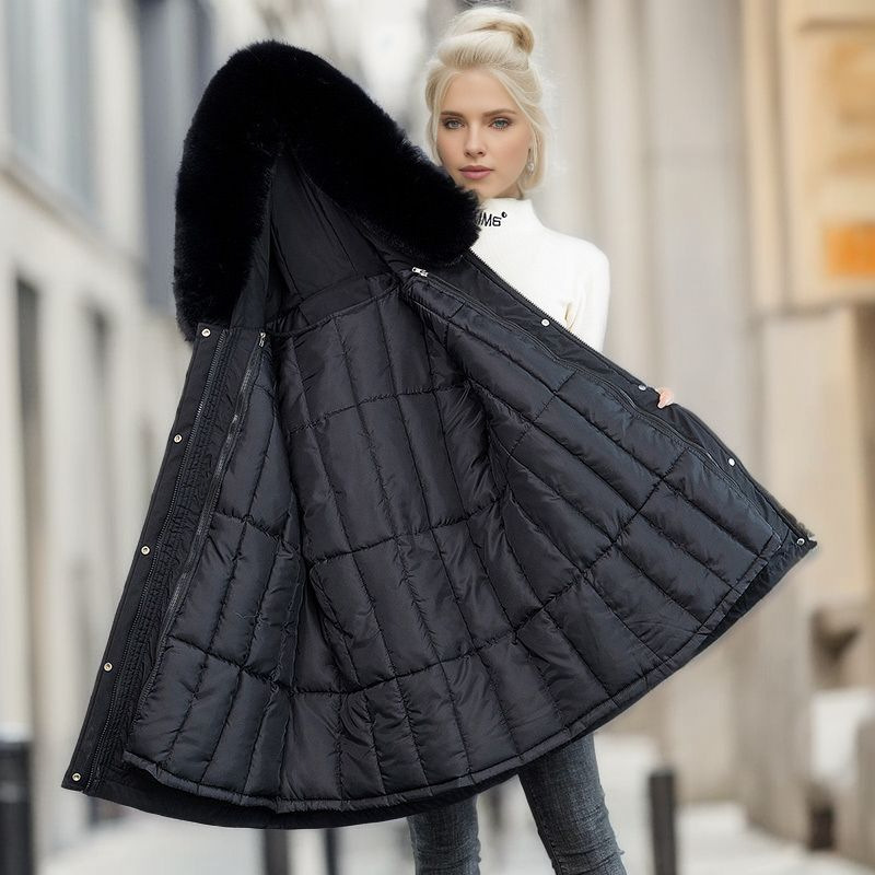 Einfarbiger, lässiger Wintermantel für Damen_voghion.com