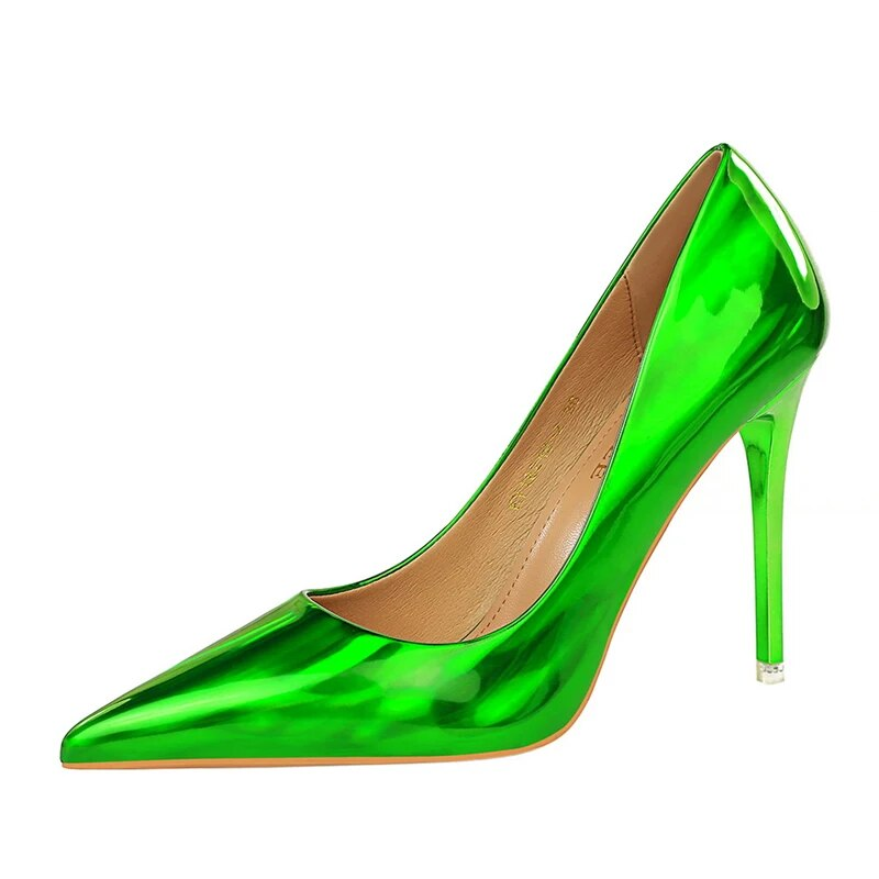 202 Femmes 10.5cm Talons Hauts Bleu Vert Escarpins De Saint-Valentin Brillant Stripper Stiletto Mariage Fétiche Chaussures Grande Taille_voghion.com